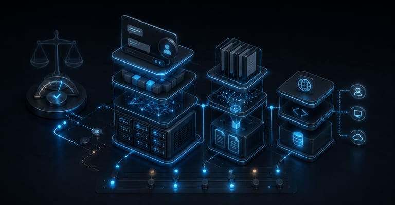 Illustration abstraite de l'article : Ollama, Open WebUI, LocalAI : quelle stack IA locale pour une PME ?